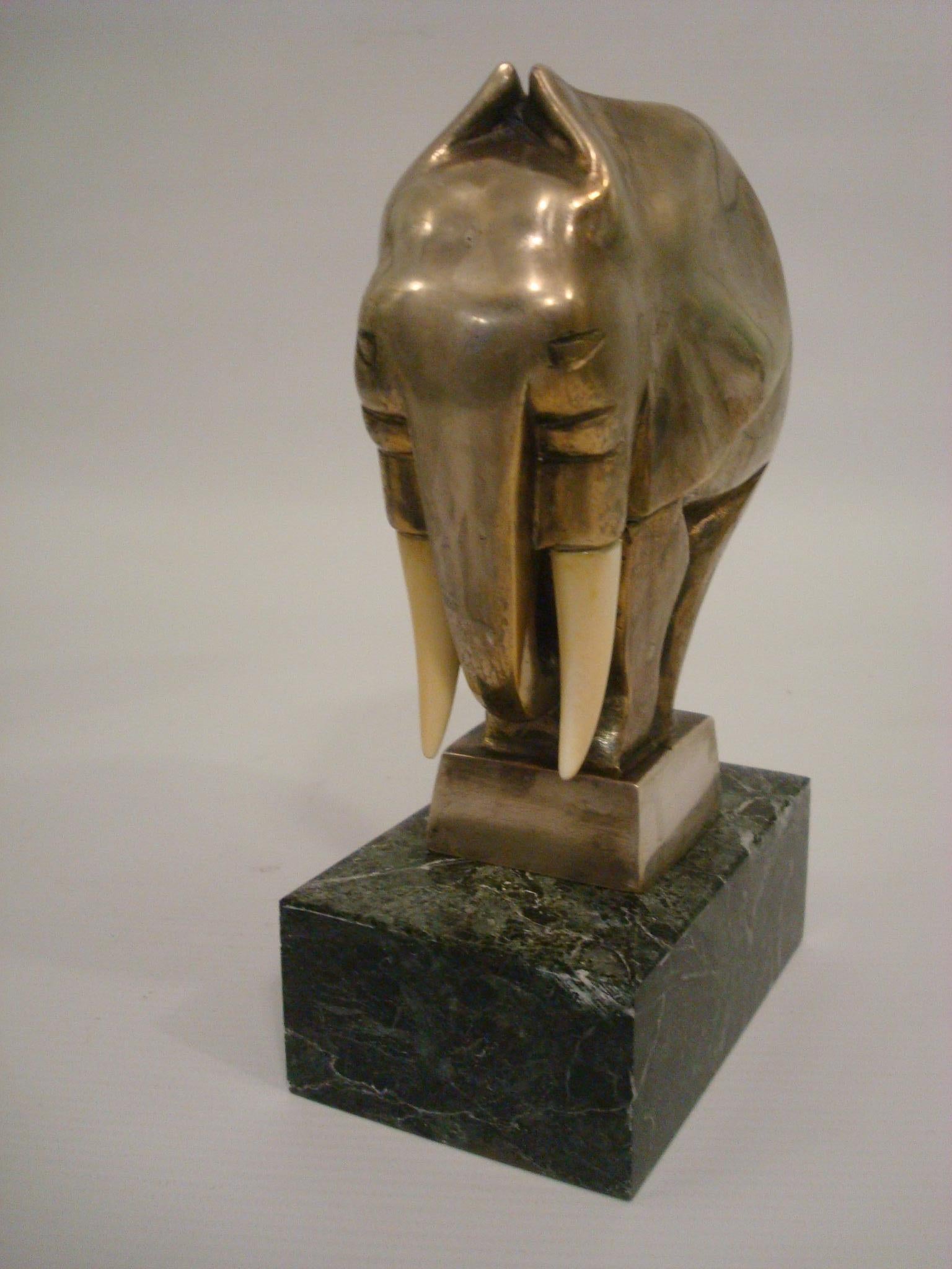 Art Deco Silvered Bronze Elephant Bookends Signed G. H. Laurent, France, 1920s For Sale 4