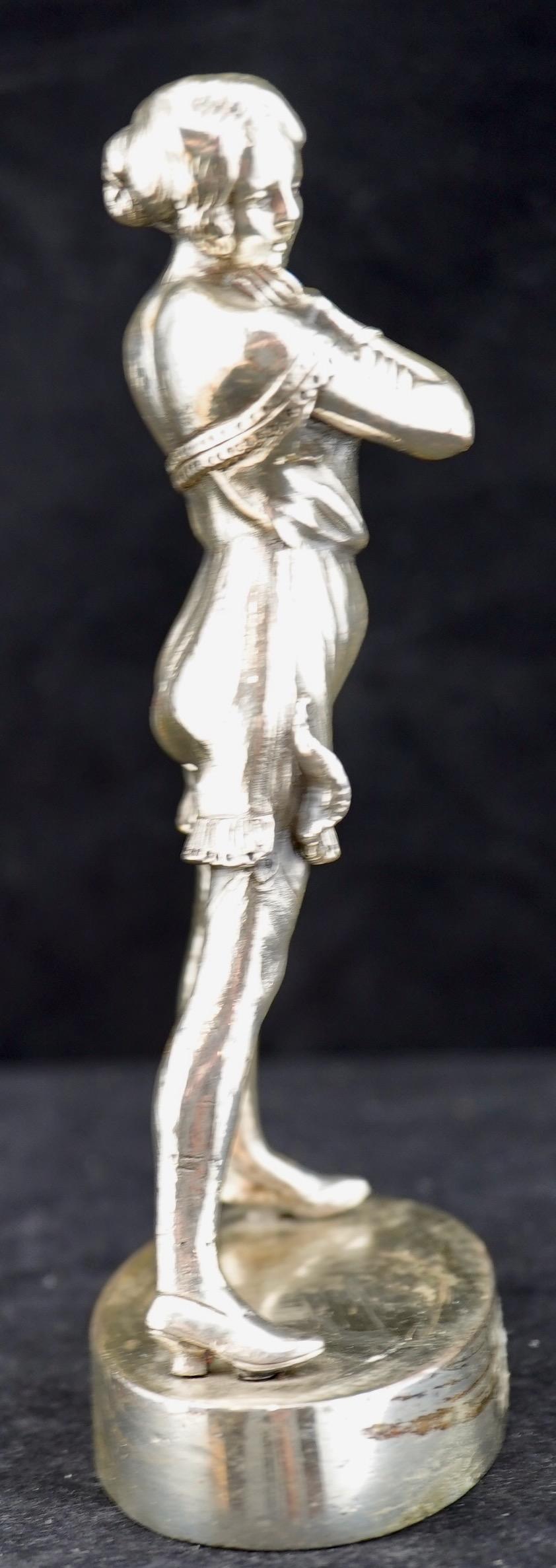 Art Deco Silvered Bronze Erotic Sculpture after Bruno Zach. In Good Condition For Sale In Gainesville, FL