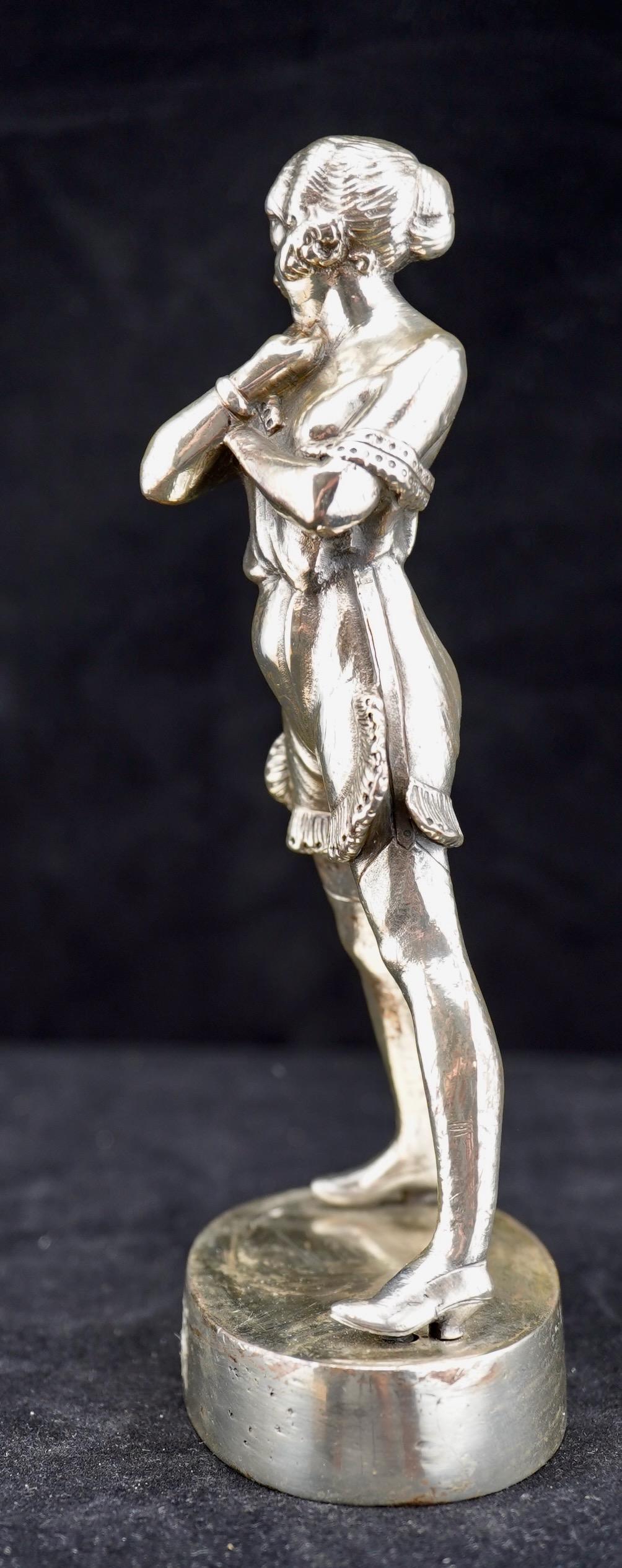 20th Century Art Deco Silvered Bronze Erotic Sculpture after Bruno Zach. For Sale