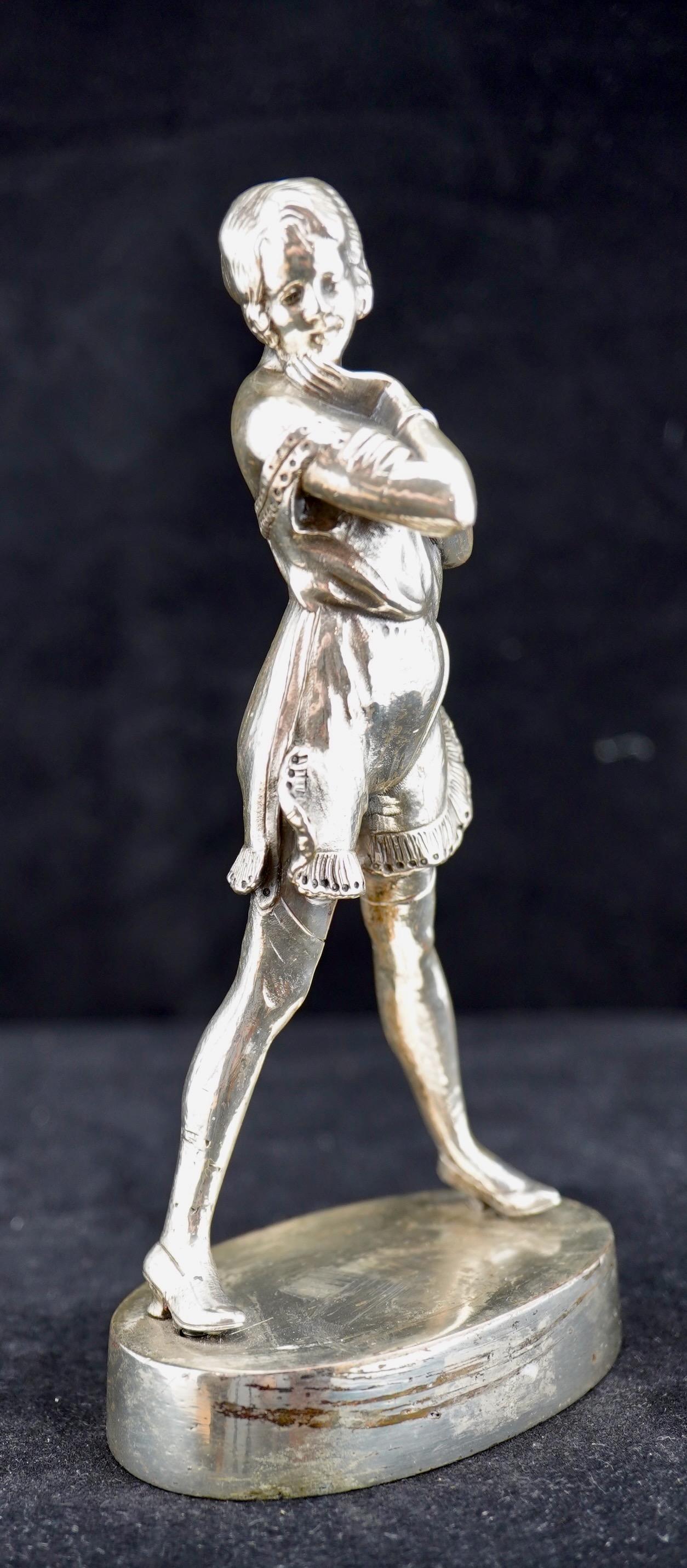 Art Deco Silvered Bronze Erotic Sculpture after Bruno Zach. For Sale 1