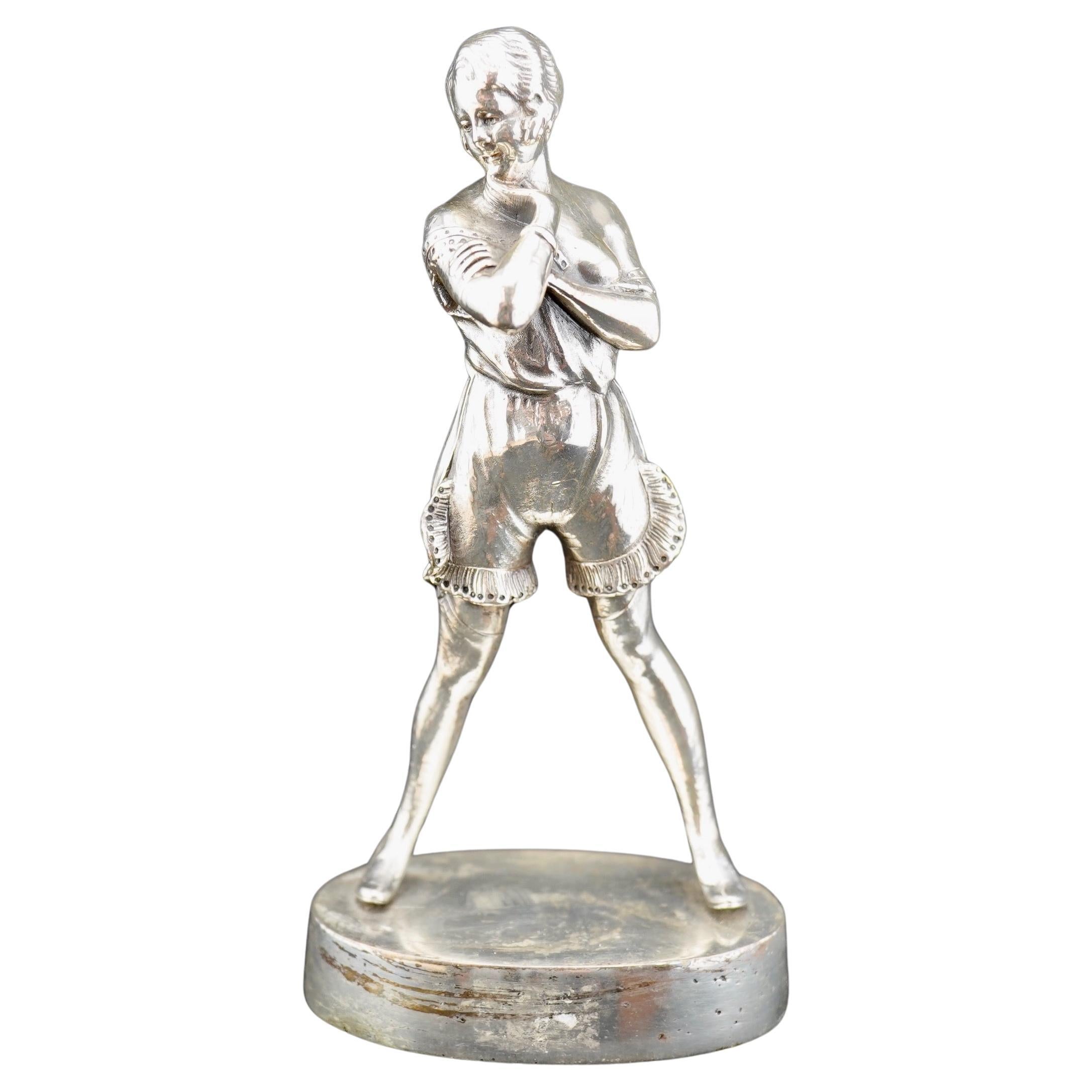 Art Deco Silvered Bronze Erotic Sculpture after Bruno Zach. For Sale
