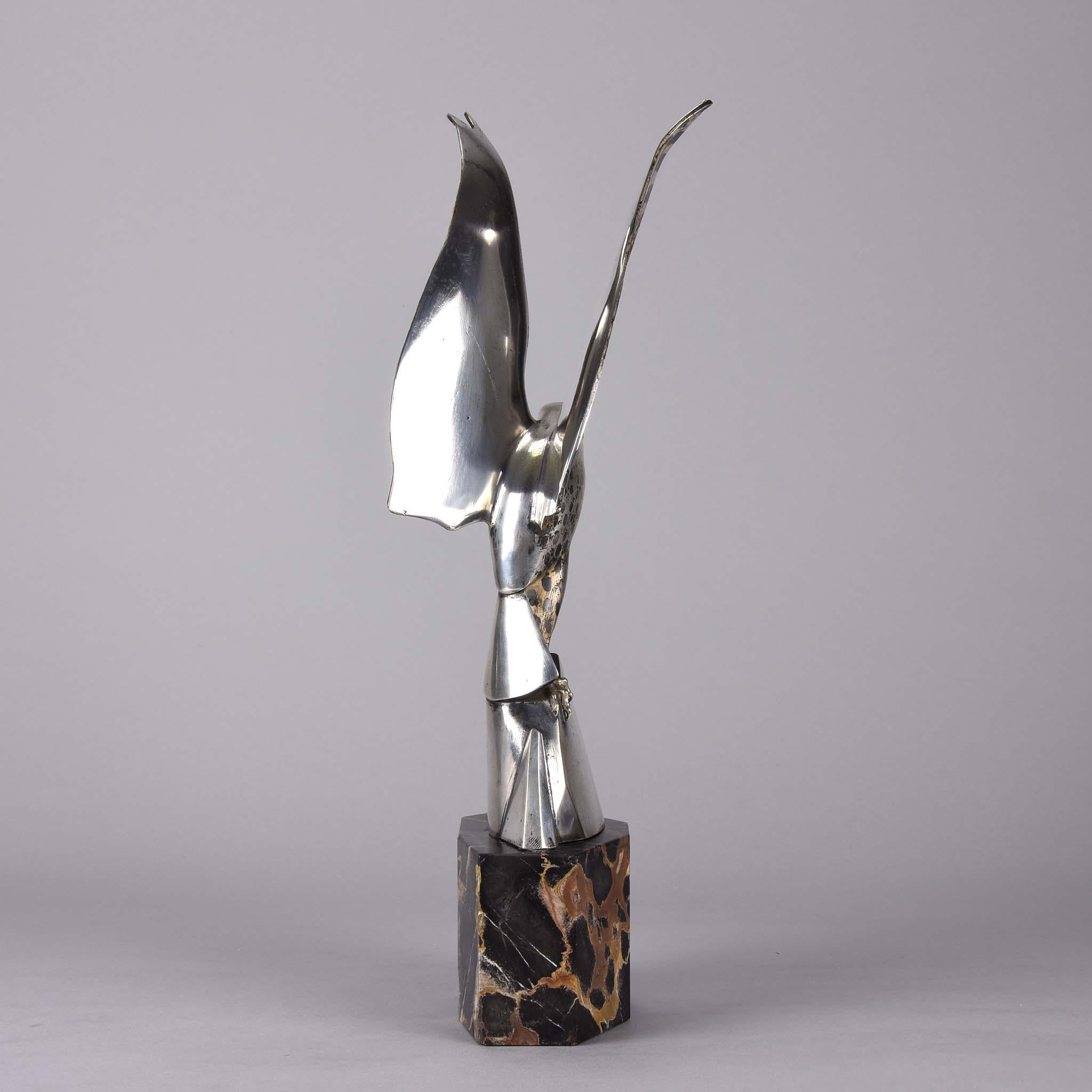 Art Deco Silvered Bronze Falcon by Henri Rischmann 1