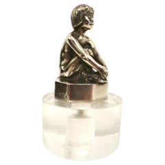 Art Deco Faun aus versilberter Bronze, Auto Maskottchen Kühlerfigur, Frankreich, 1920
