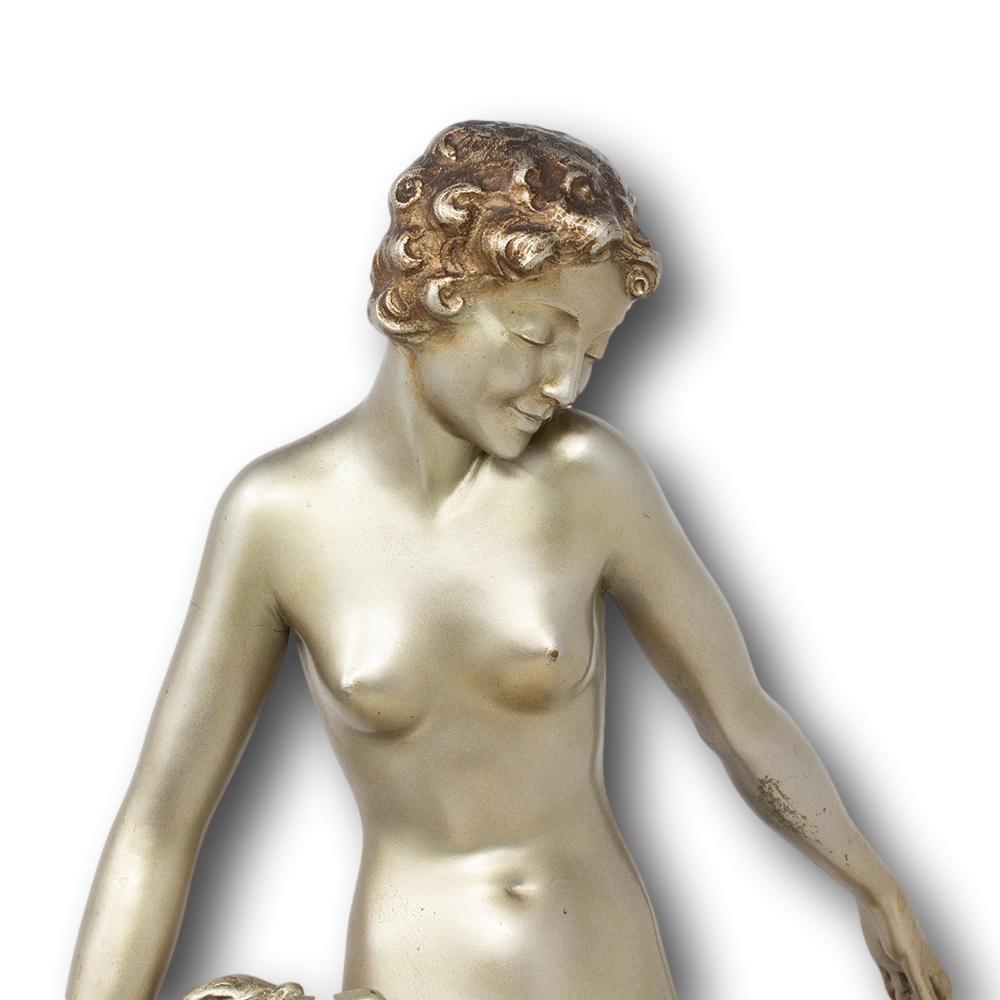 Figure en bronze argenté Art Deco Léda et le Swan par Paul Philippe en vente 6