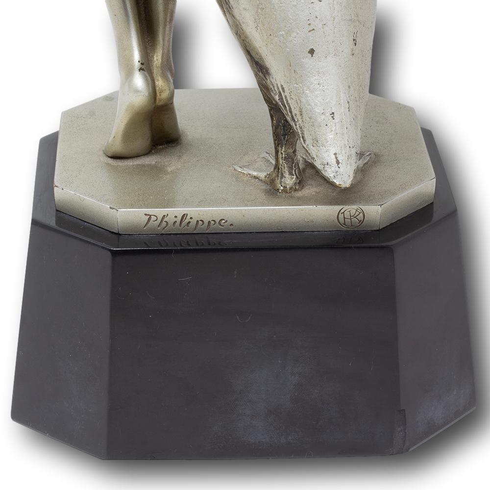 Figure en bronze argenté Art Deco Léda et le Swan par Paul Philippe en vente 7