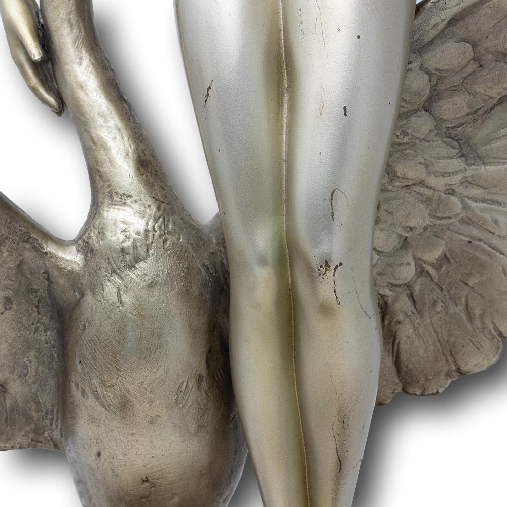 Figure en bronze argenté Art Deco Léda et le Swan par Paul Philippe en vente 8
