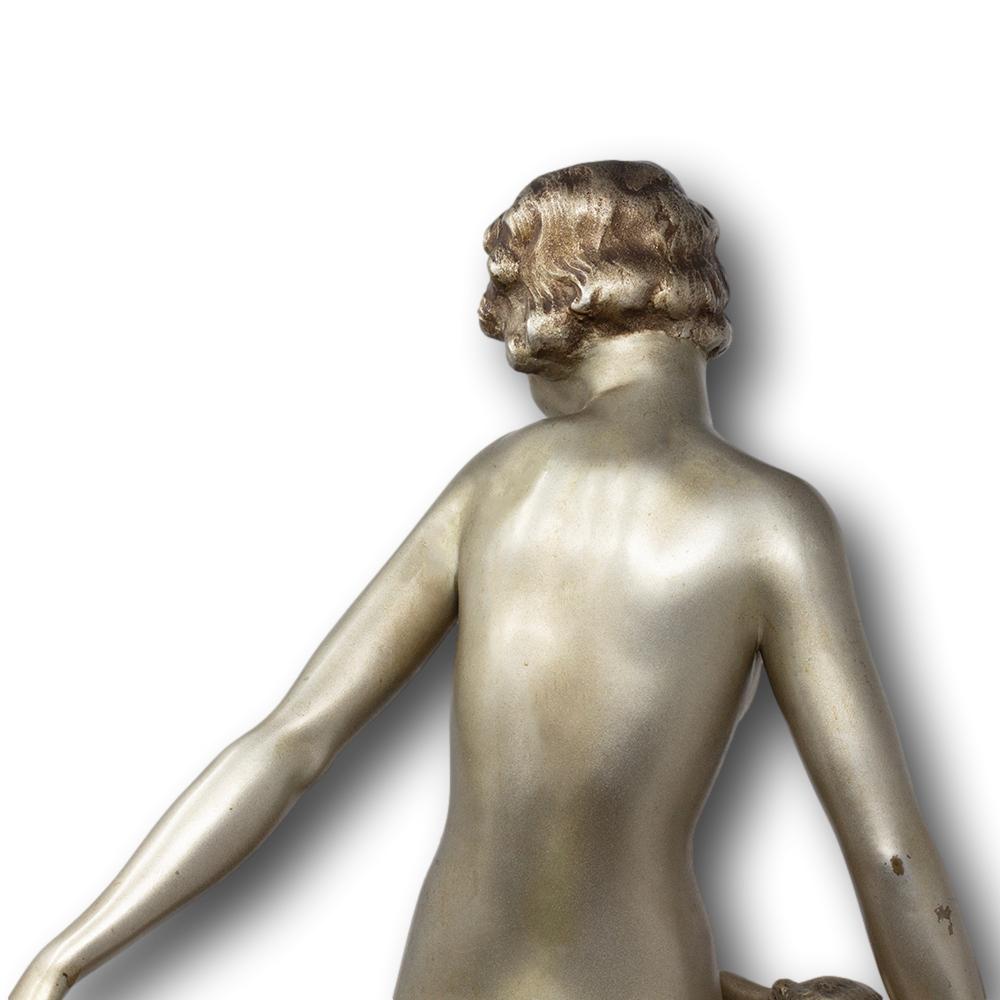Figure en bronze argenté Art Deco Léda et le Swan par Paul Philippe en vente 9