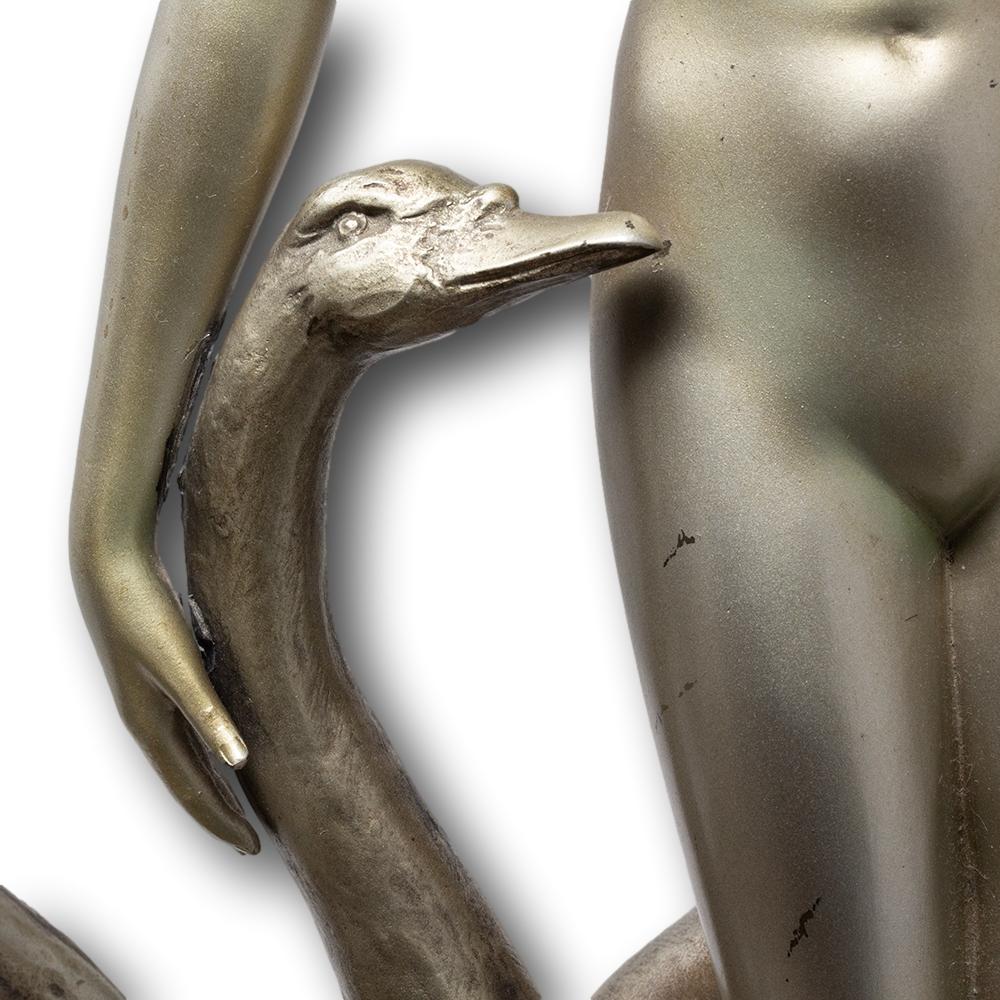 Figure en bronze argenté Art Deco Léda et le Swan par Paul Philippe en vente 10