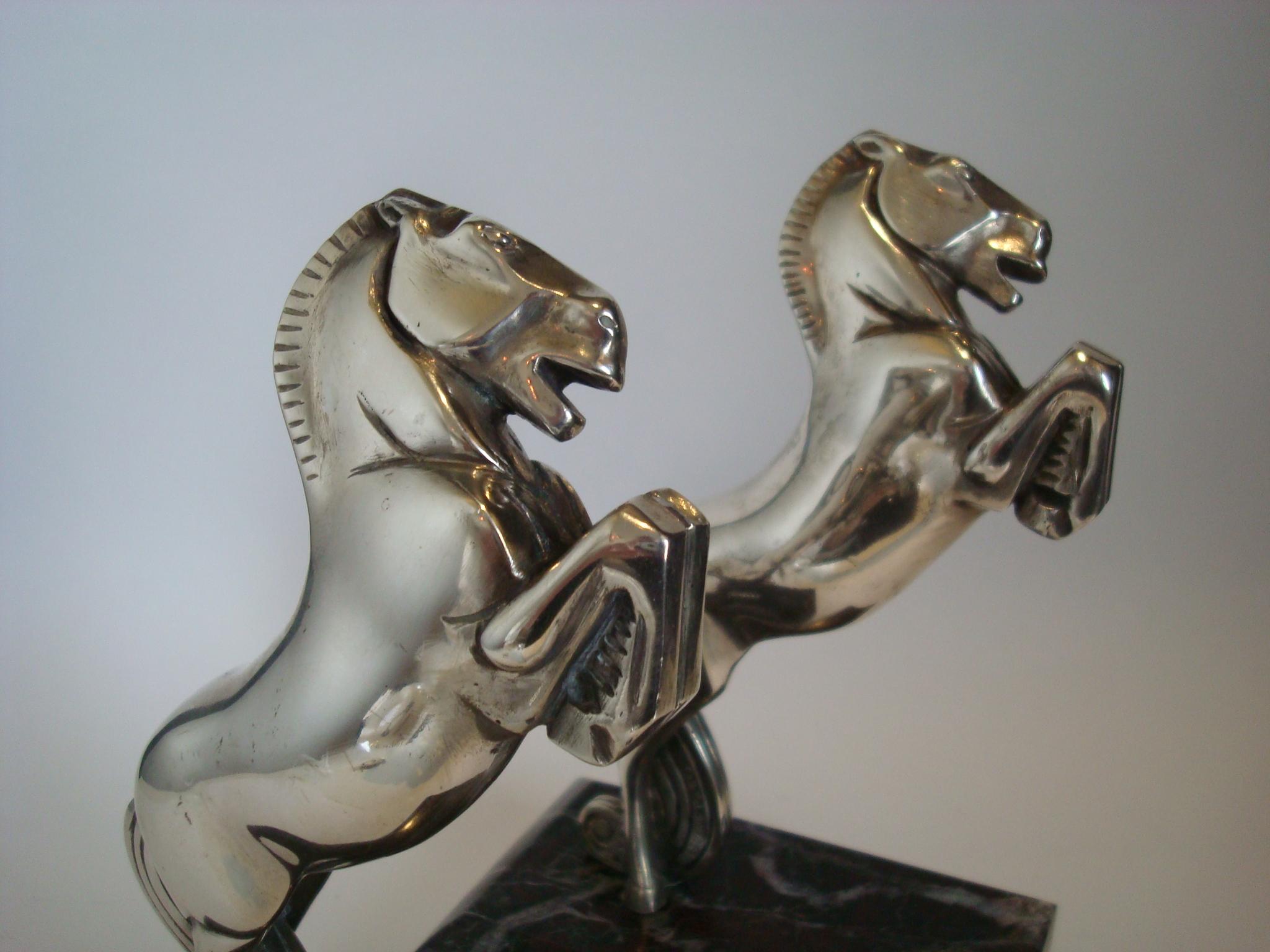 Art Deco Silvered Bronze Horse Bookends by Becquerel, France, 1930 5