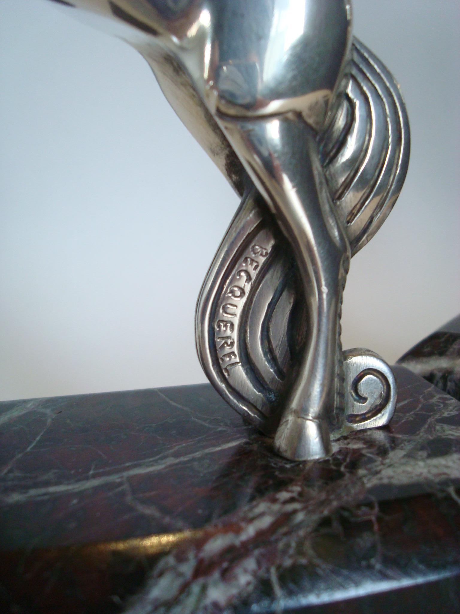 Art Deco Silvered Bronze Horse Bookends by Becquerel, France, 1930 6