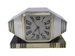 Art Deco Silvered Bronze Machine Age Alarm Clock, circa 1920s