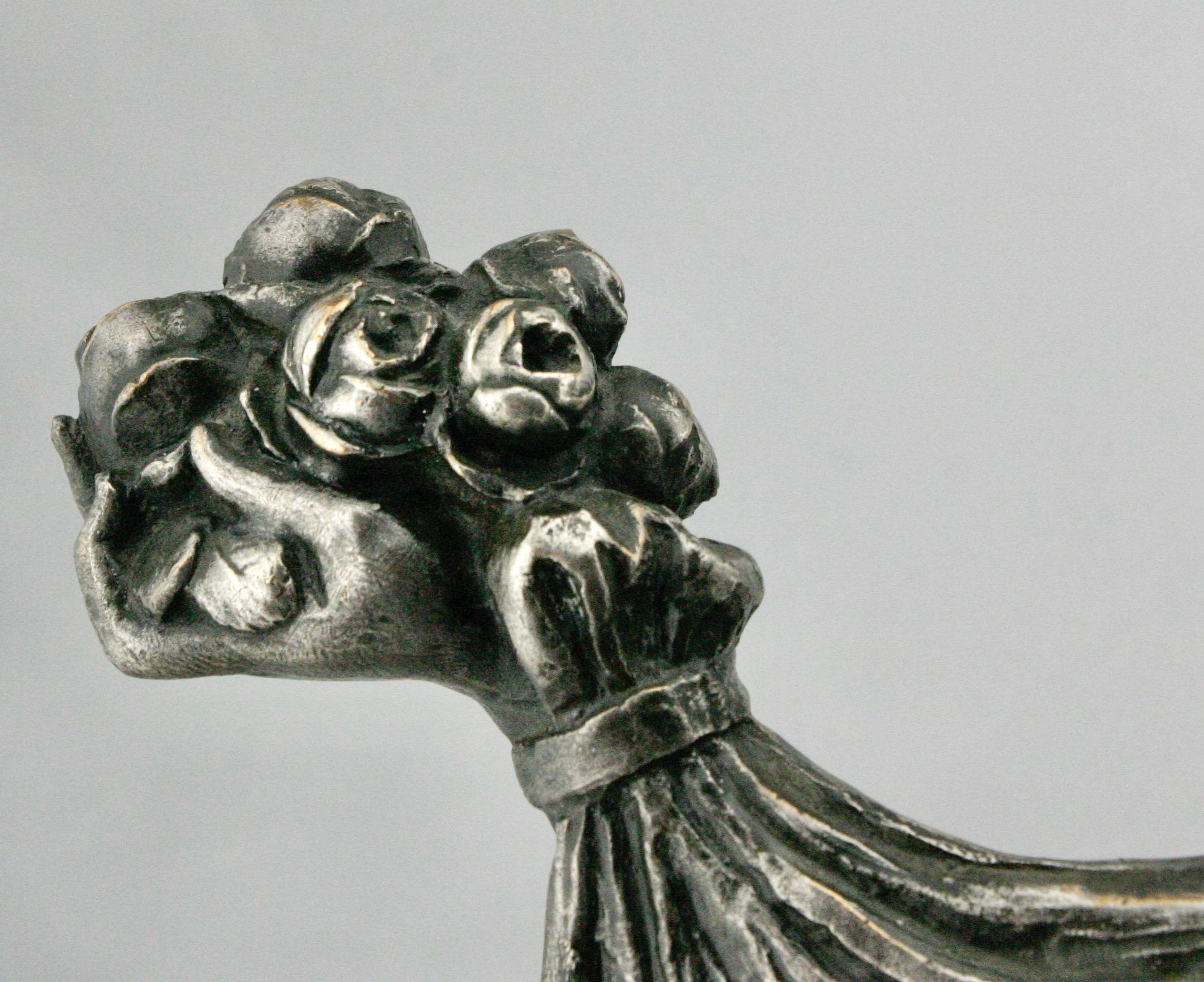 Francese Scultura di nudo in bronzo argentato Art Deco di Cormier 'Joe Descomps', 1920 circa in vendita