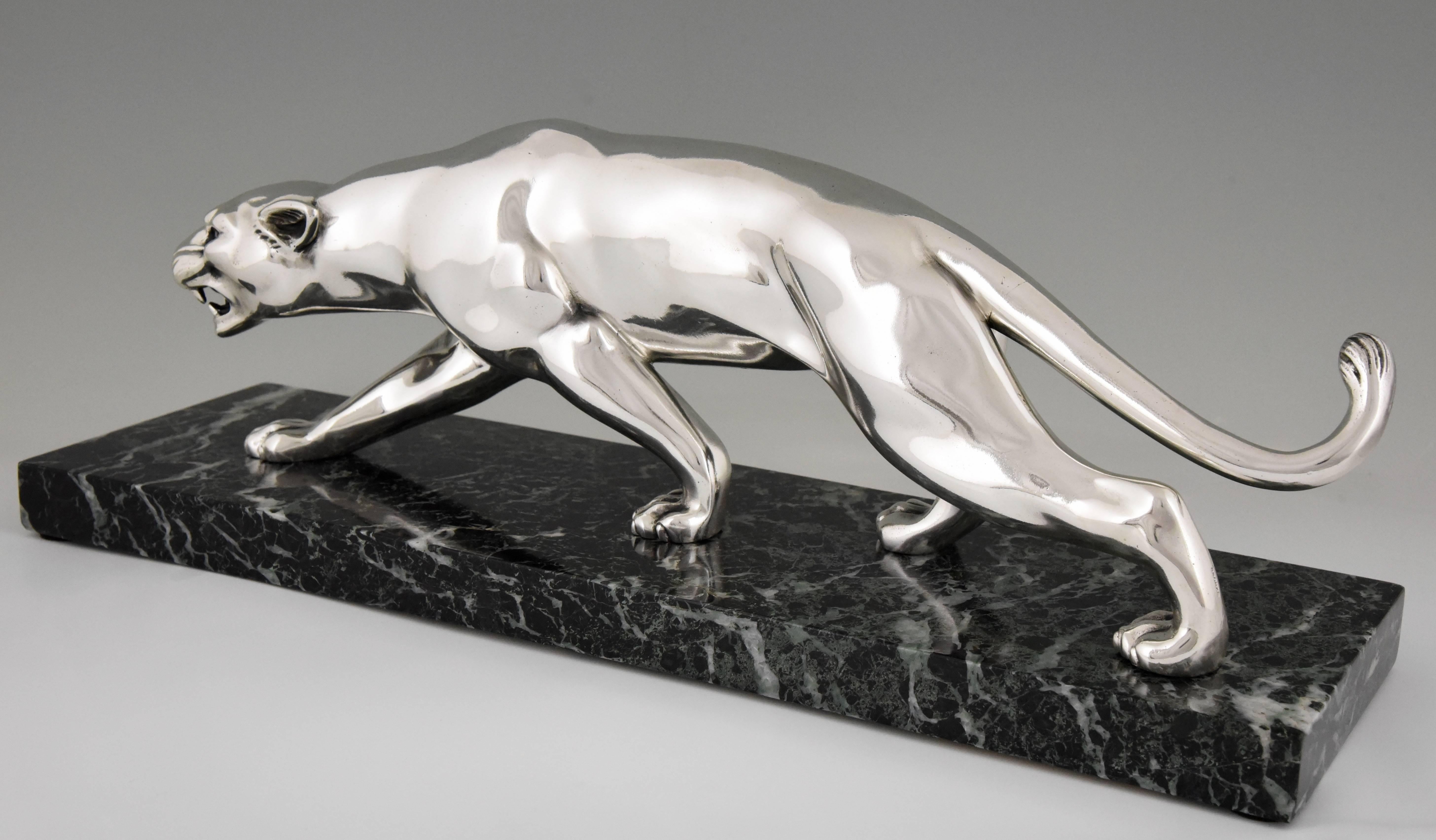 Panthère Art Déco en bronze argenté Salvatore Melani:: France:: 1930 1