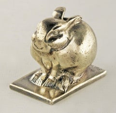Art Déco Silvered Bronze Rabbit Sculpture by Animalier Swiss Author E.M. Sandoz