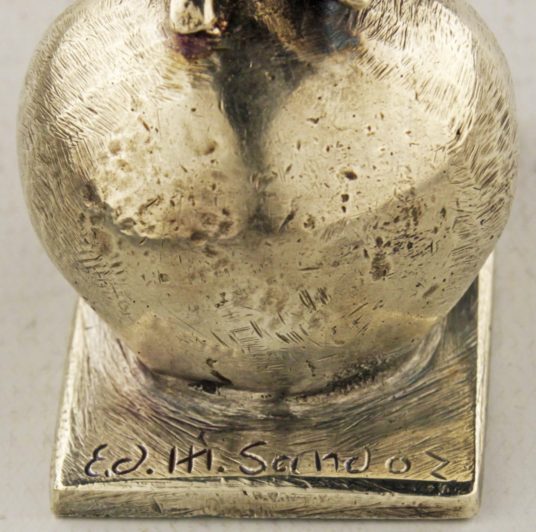 Fait main Sculpture de lapin en bronze argenté A&M. Silver par Animalier Swiss Author E. M. Sandoz en vente