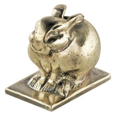 Escultura Art Déco de conejo de bronce plateado del autor suizo Animalier E. A. M. Sandoz