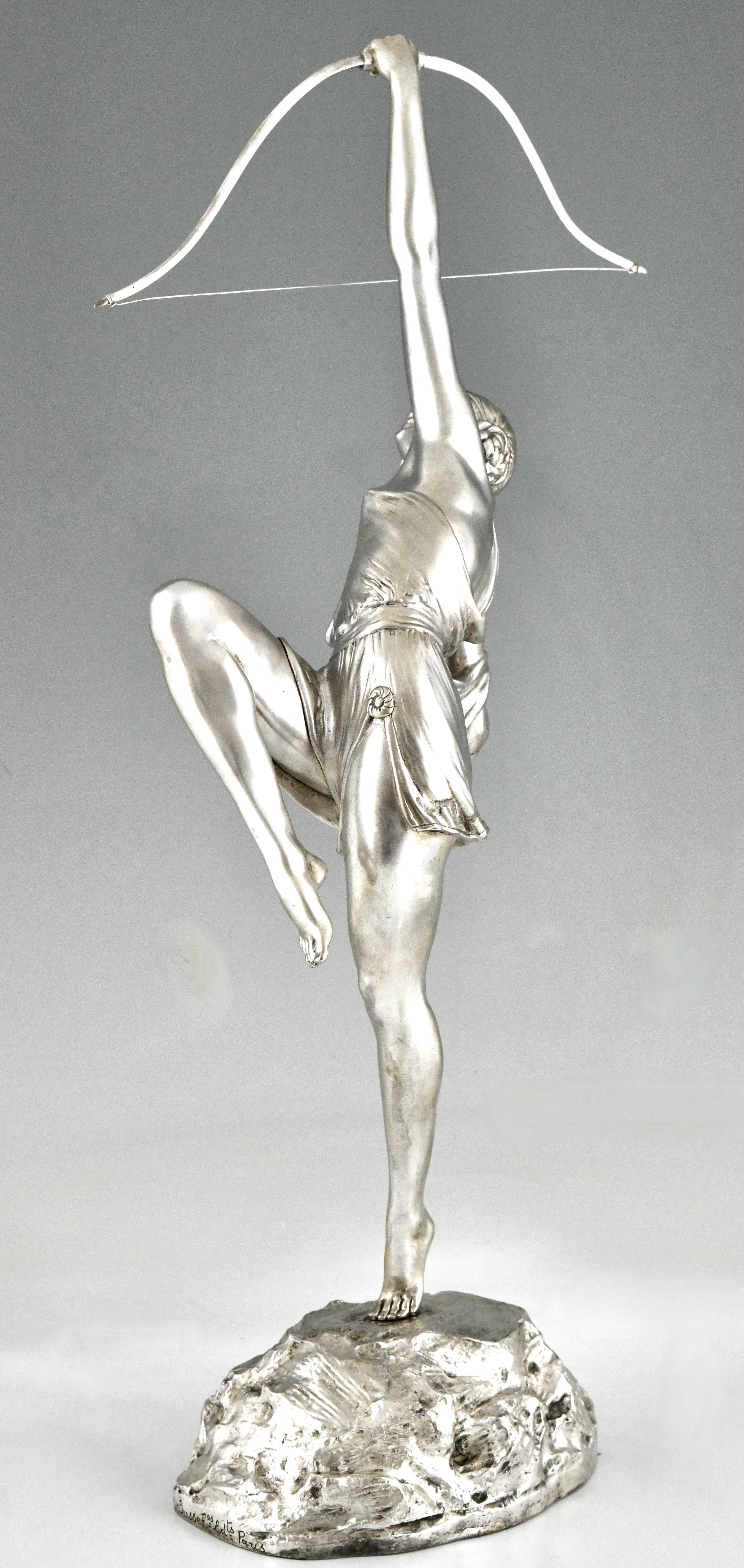 Early 20th Century Art Deco silvered bronze sculpture Diana by Pierre Le Faguays Susse Frères 1925