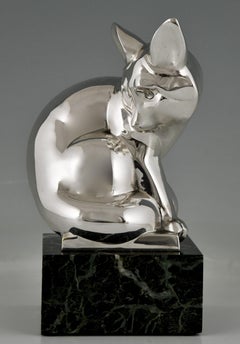 Art Deco Silvered Bronze Sculpture of a Fox by Jean de la Fontinelle, 1925