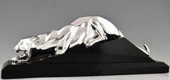 Art Deco Silvered Bronze Sculpture of a Panther by Georges Lavroff 1925