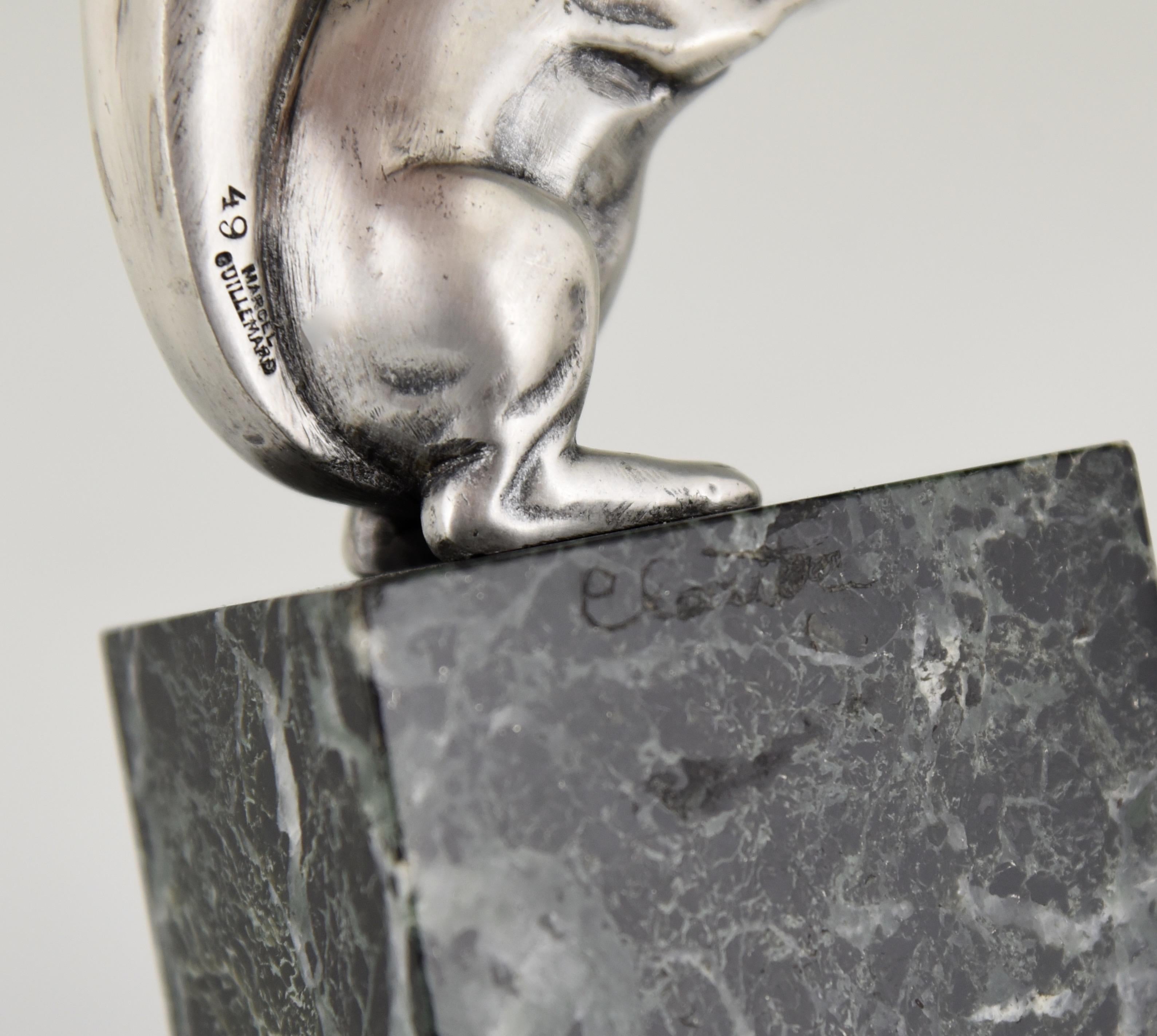 Art Deco Silvered Bronze Squirrel Bookends Claude and Marcel Guillemard, 1930 6