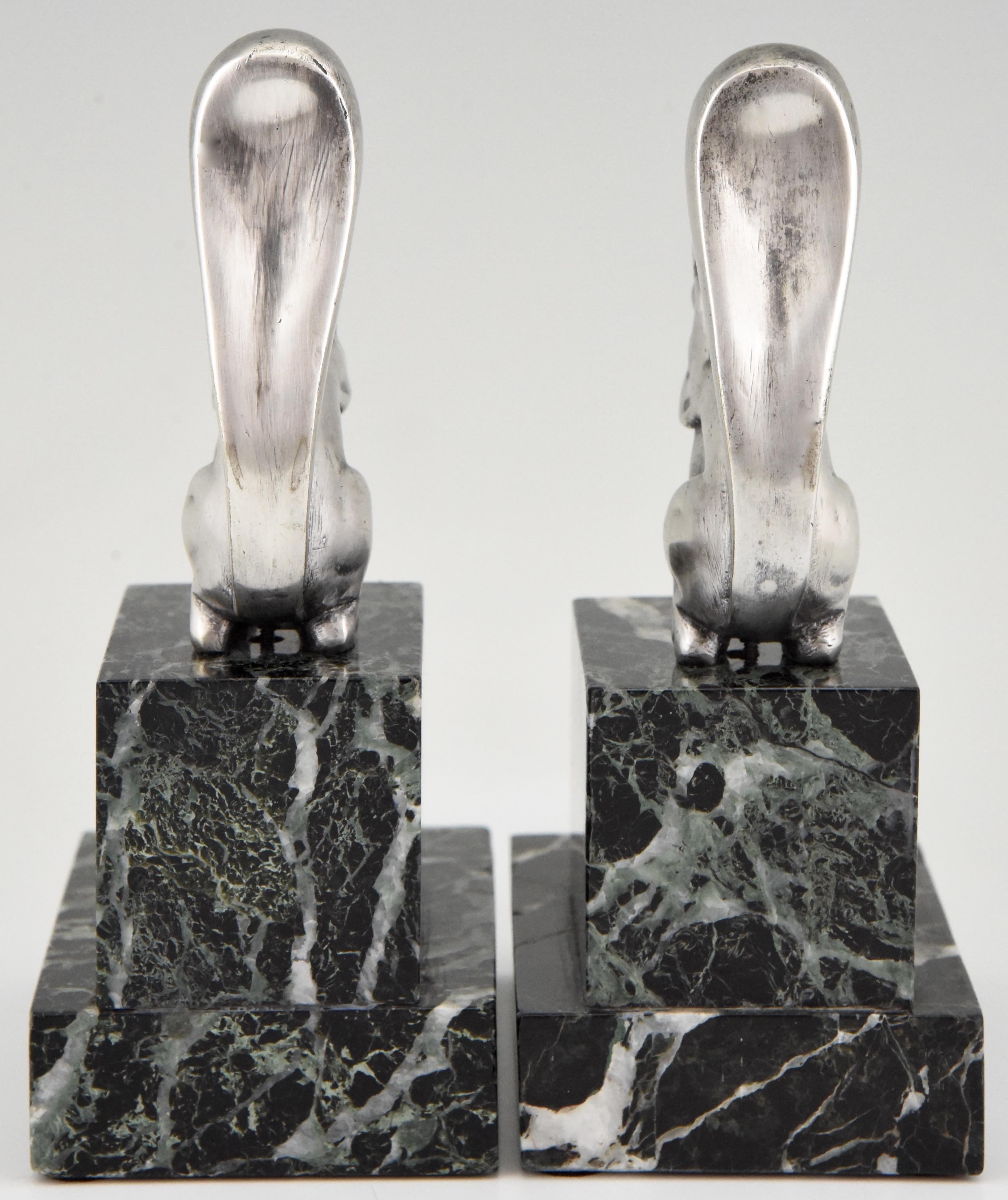 Art Deco Silvered Bronze Squirrel Bookends Claude and Marcel Guillemard, 1930 In Good Condition In Antwerp, BE