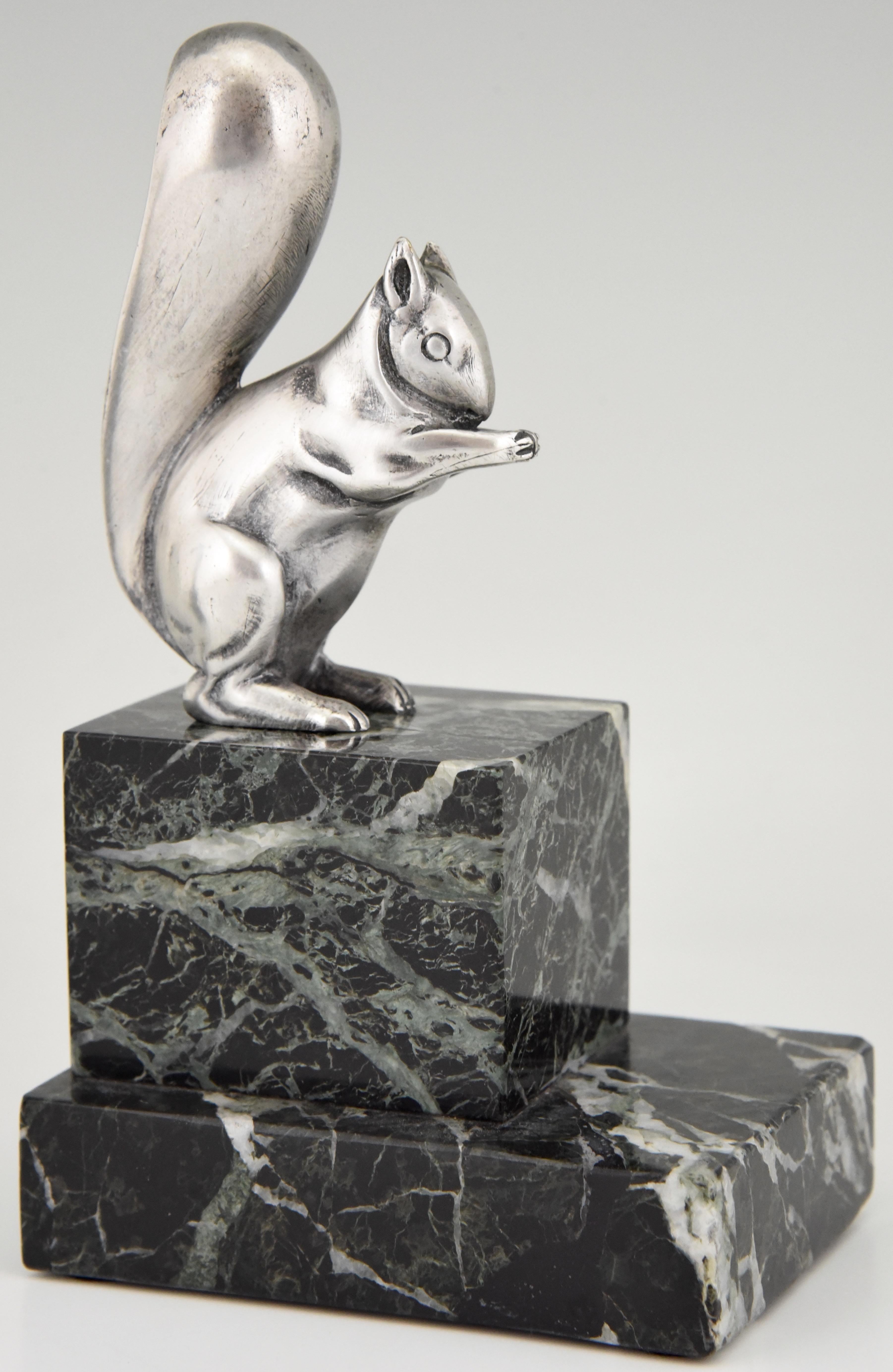 Art Deco Silvered Bronze Squirrel Bookends Claude and Marcel Guillemard, 1930 1