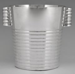 Art Deco Silvered Champagne Bucket Luc Lanel for Christofle, 1935, France