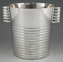 Art Deco Silvered Champagne Bucket Luc Lanel for Christofle, 1935, France