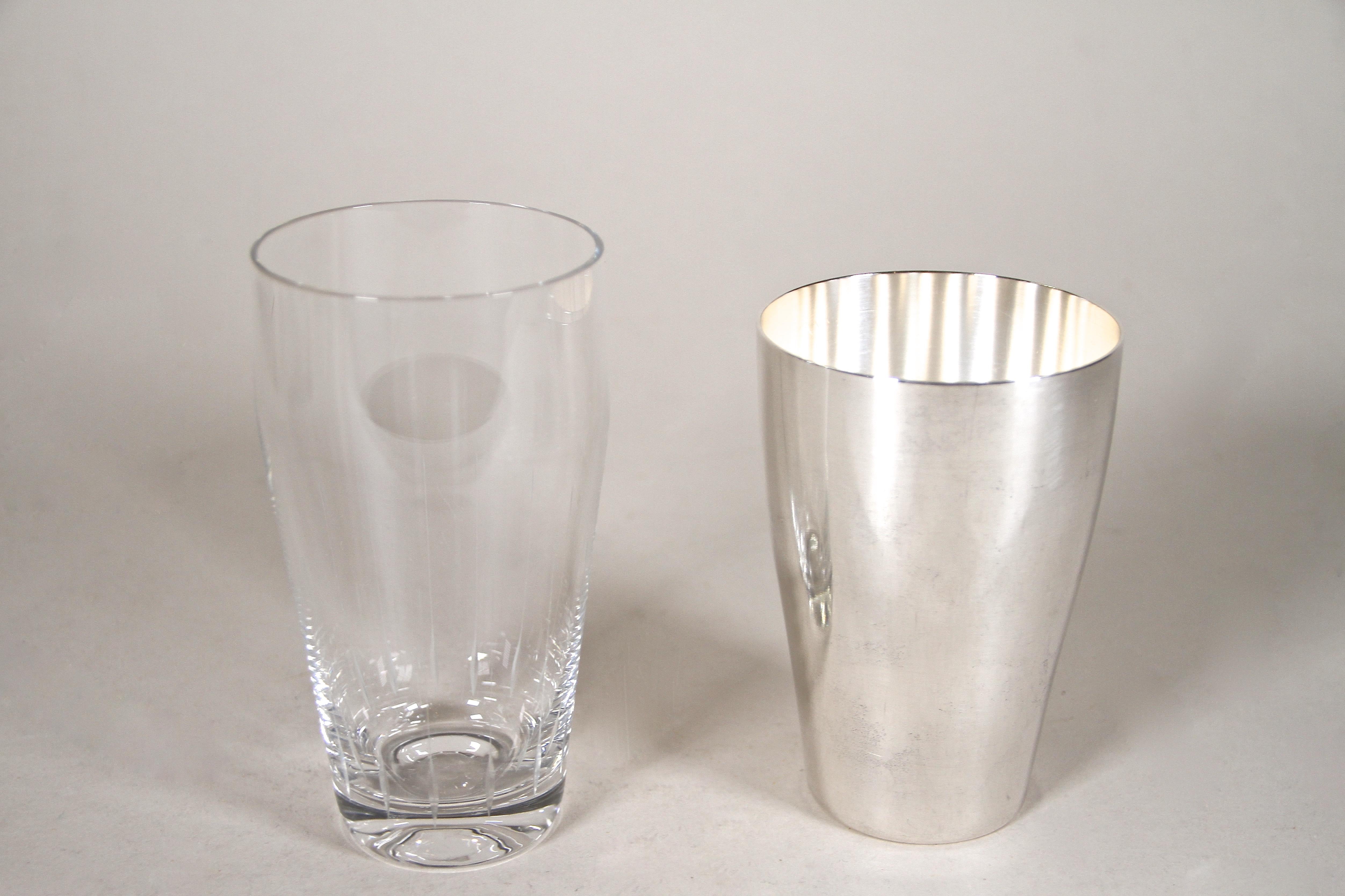 Art Deco Silvered Cocktail Glasses Set of Nine by WMF, Germany circa 1930 1