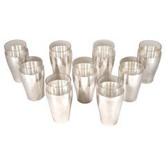 Art Deco Silvered Cocktail Glasses Set of Nine by WMF, Germany circa 1930