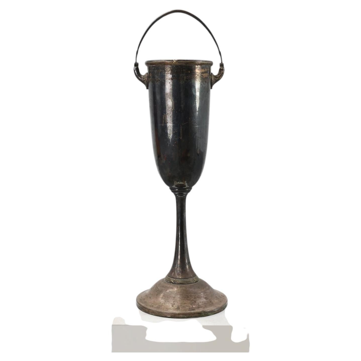 Seau à champagne en cuivre argenté Art Déco, France ca. 1910
