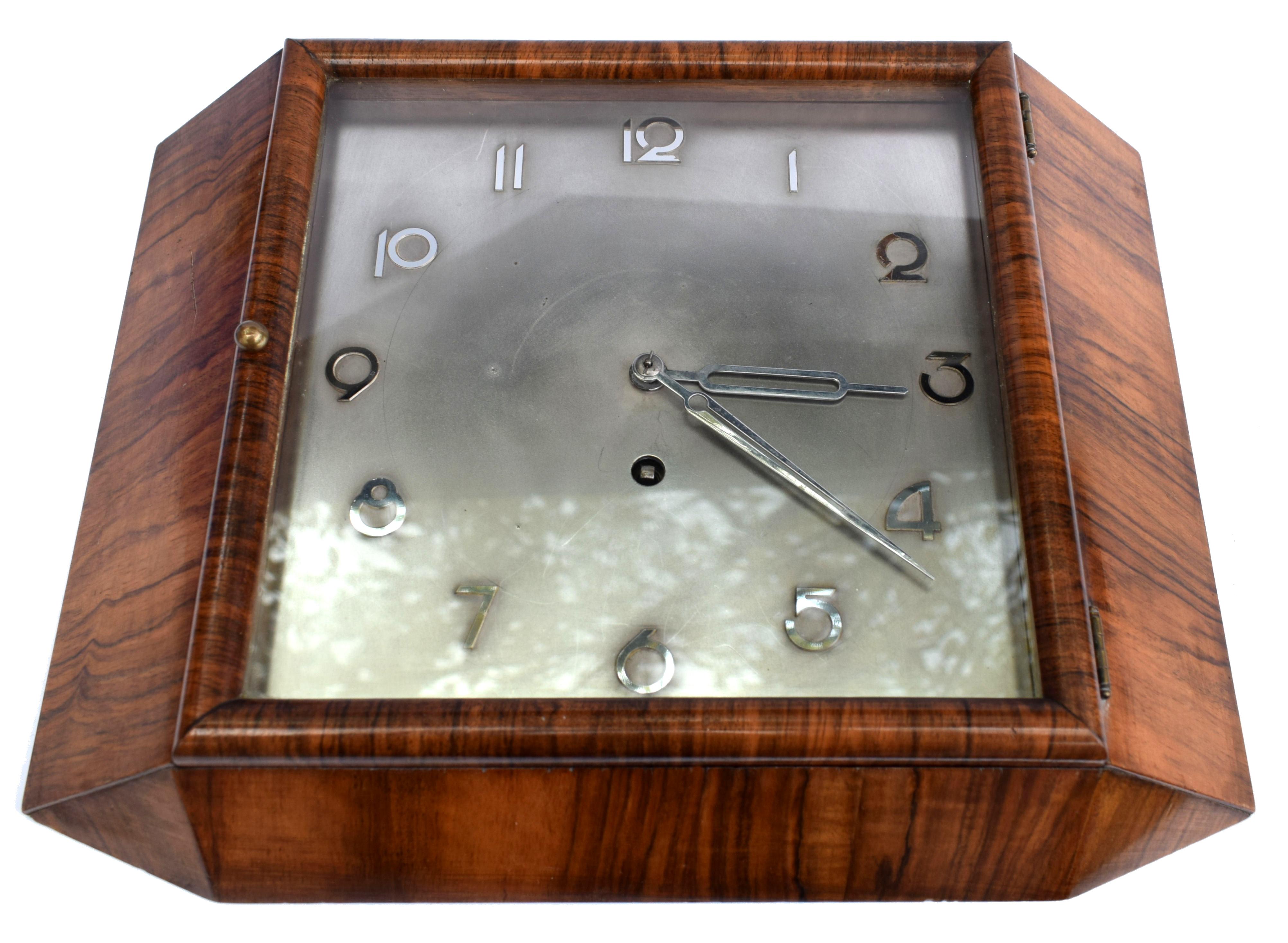 Art Deco Silvered Dial Wall Clock, circa 1930 4