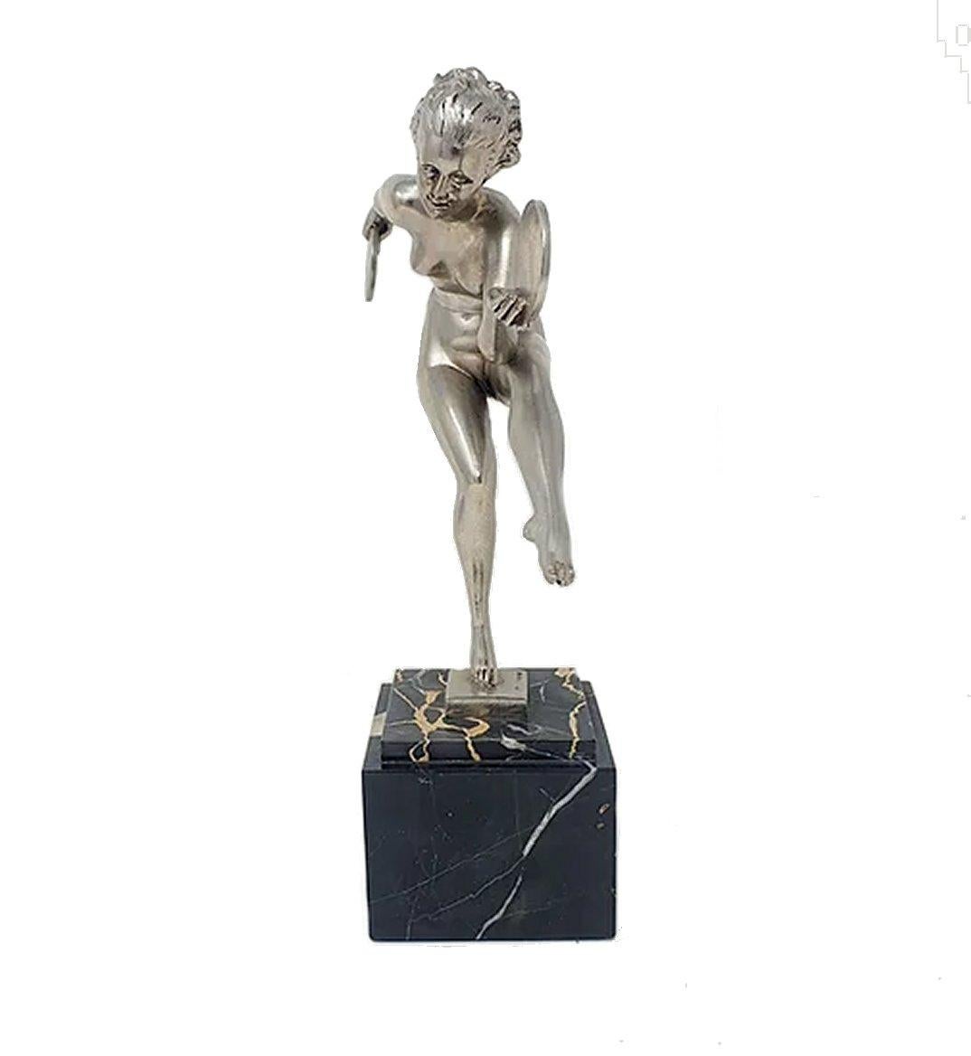 For your consideration is this original Stunning art deco dancer designed by Marcel Bouraine with the pseudonym of Derenne and signed accordingly. This piece is known Danse Païenne (Pagan Dance) and was made in the Max Le Verrier foundry. It is