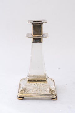 Versilberter Art-Déco-Kerzenhalter aus Glas Vienna um 1920