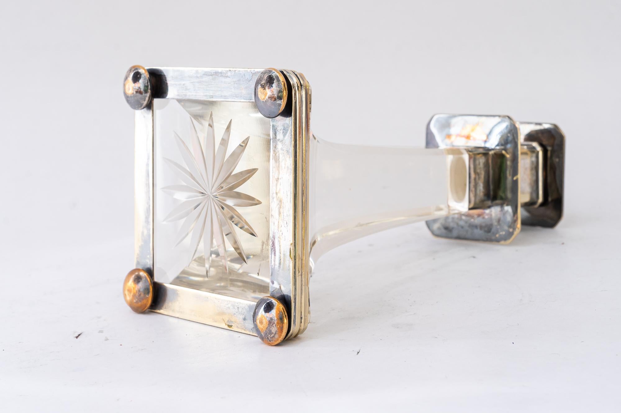 Silvered Art Deco silvered glass candle holder vienna around 1920s For Sale
