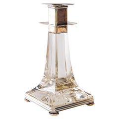Porte-bougies Art Déco en verre argenté viennois des années 1920