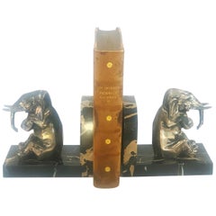 Art Deco Silvered Pair of Elephant Bookends