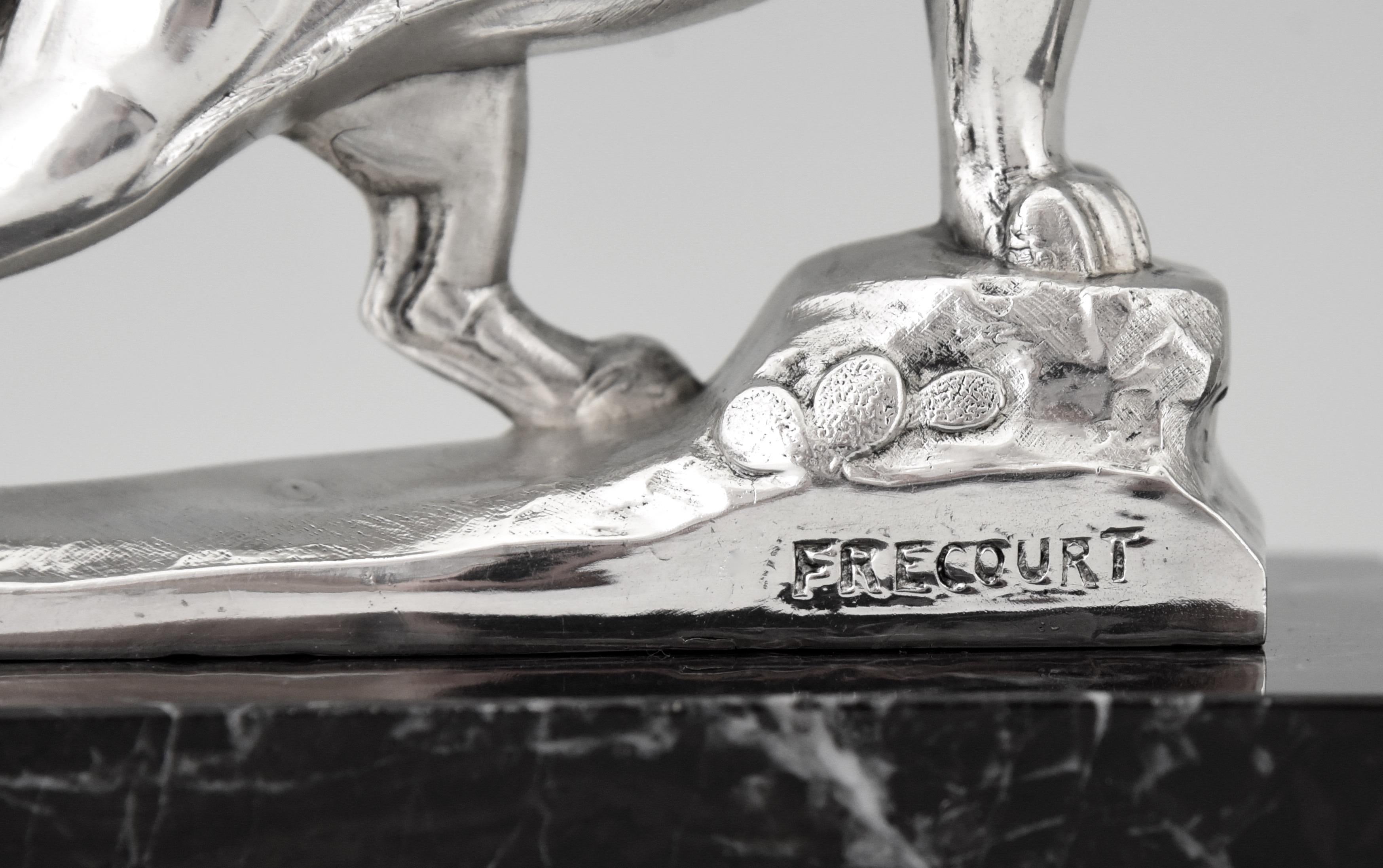 Art Deco Silvered Panther Bookends Maurice Frecourt, France, 1930 4