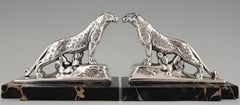 Art Deco Silvered Panther Bookends Maurice Frecourt, France, 1930