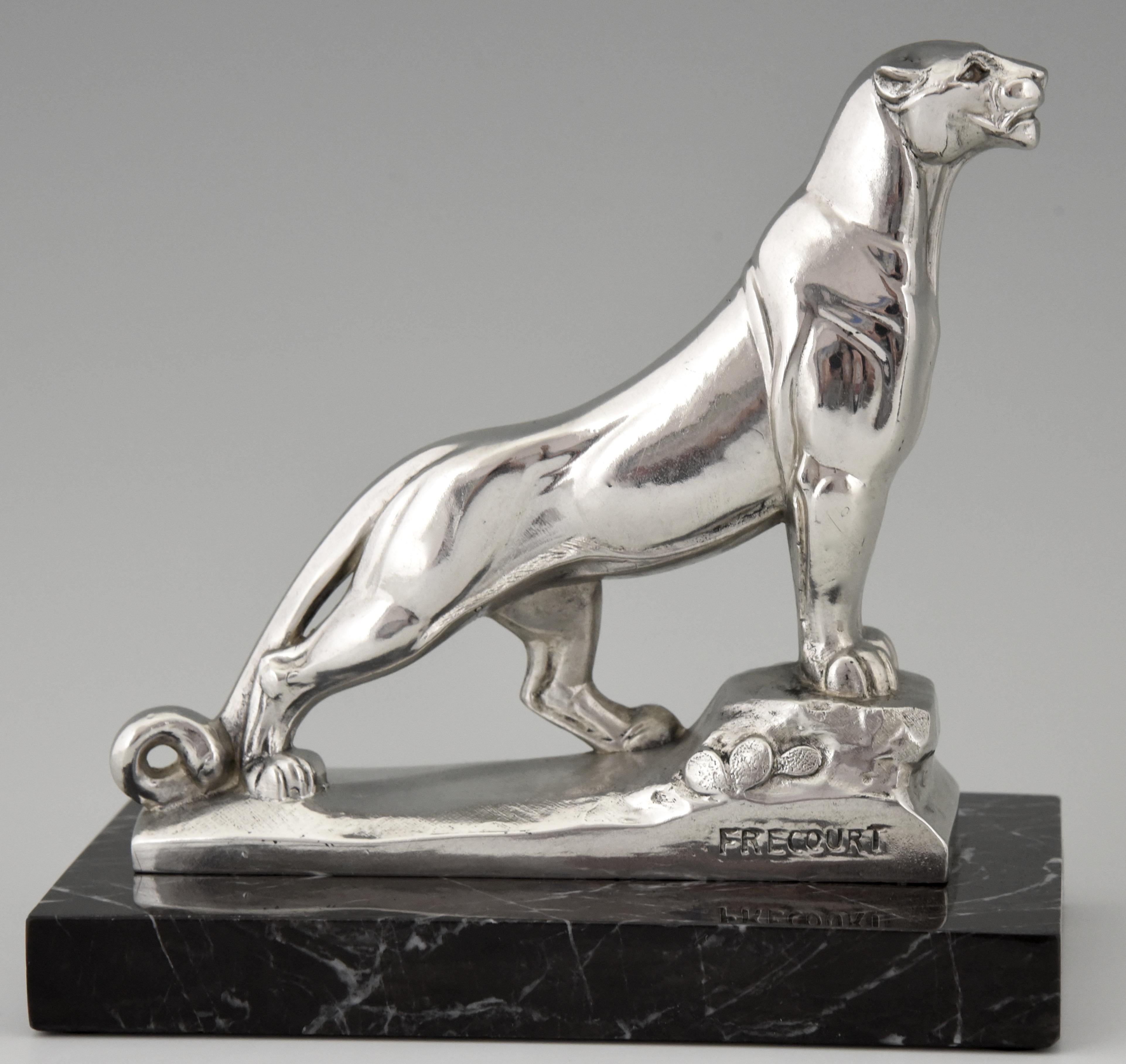 Art Deco Silvered Panther Bookends Maurice Frecourt, France, 1930 1