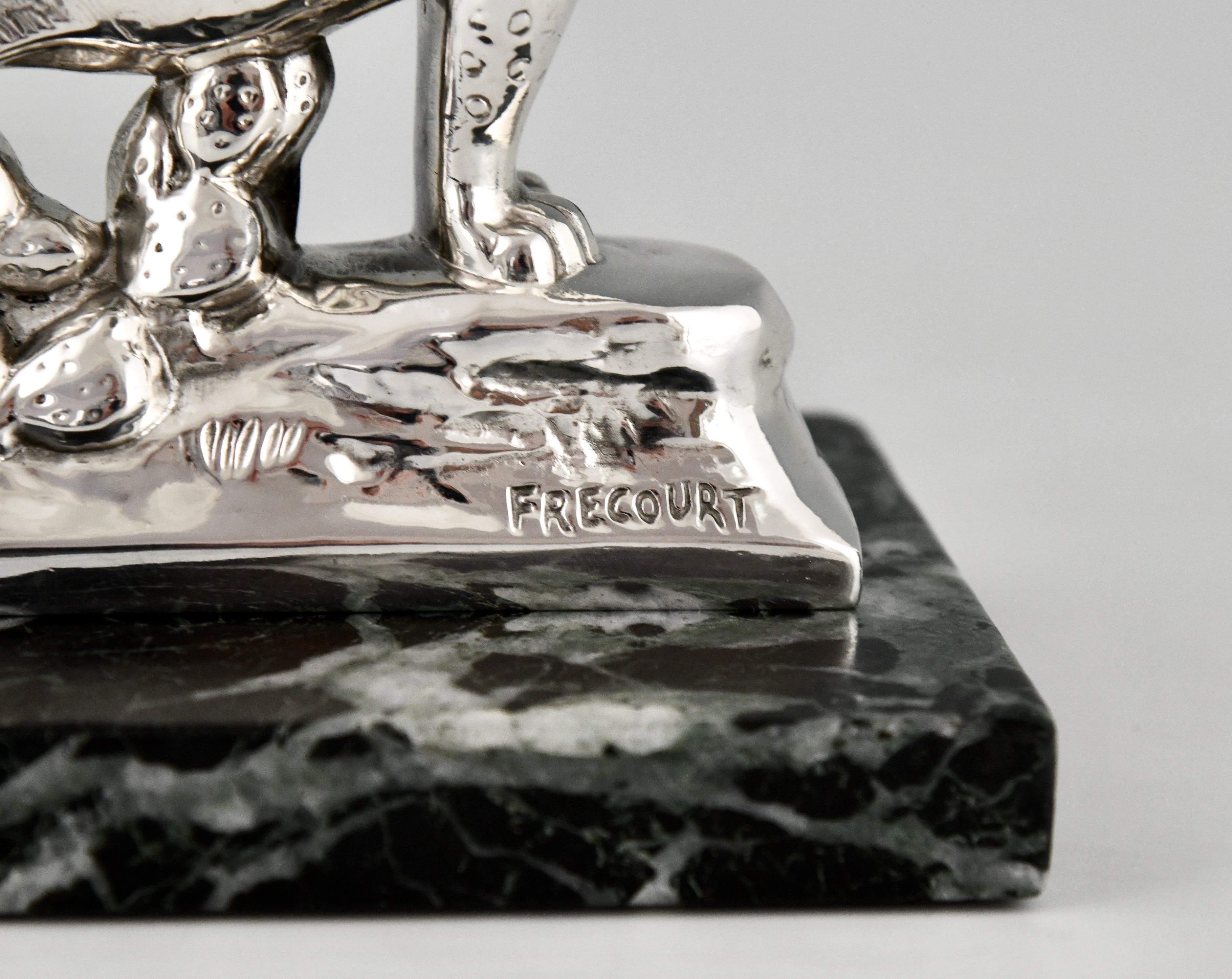 Art Deco Silvered Panther Bookends Maurice Frecourt, France, 1930 For Sale 3