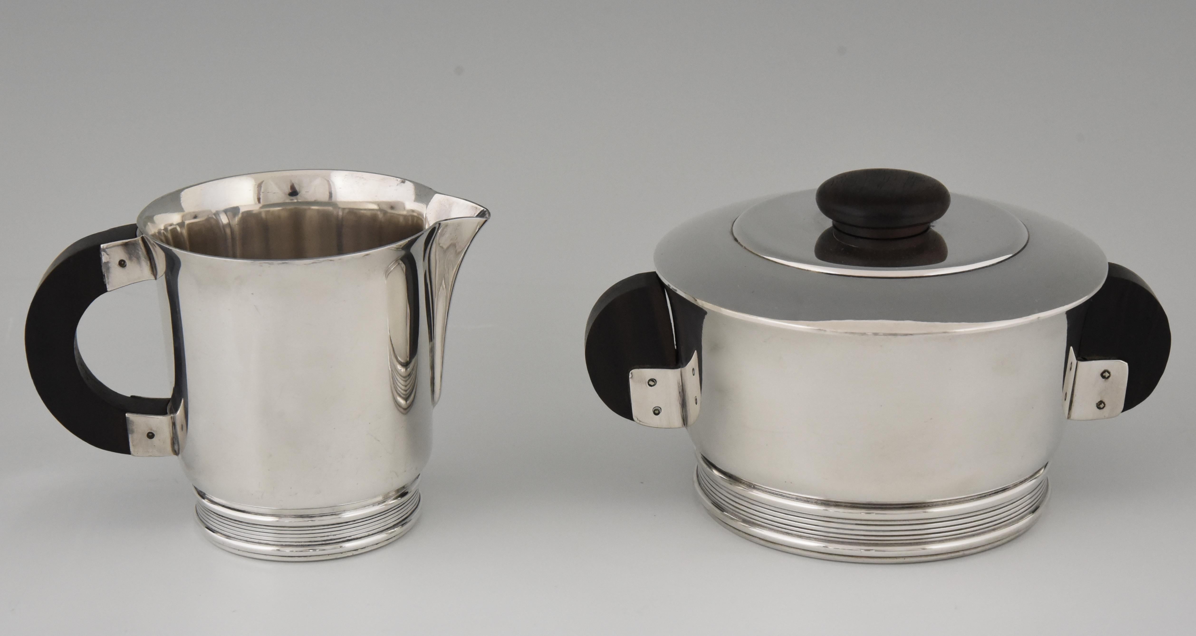 Art Deco Silvered Tea and Coffee, Set of Five Pieces, Ercuis, France, 1925 2