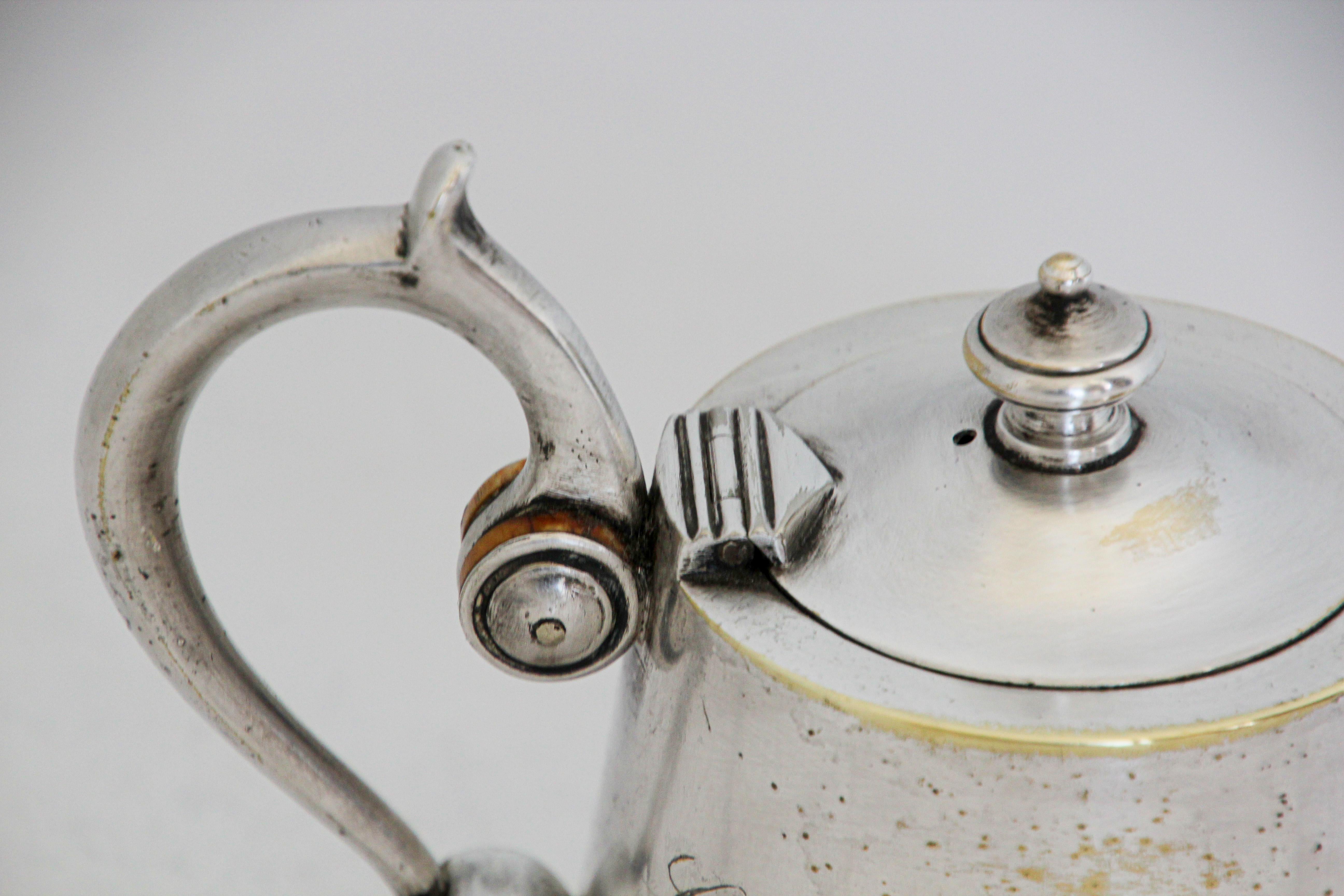 Art Deco Silvered Tea Pot from