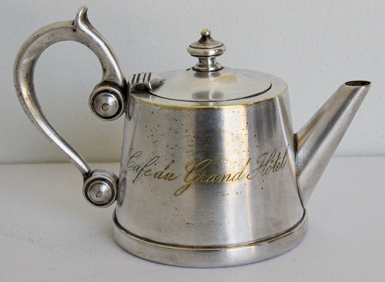 Antique silver plated on brass collectible French Tea Pot from