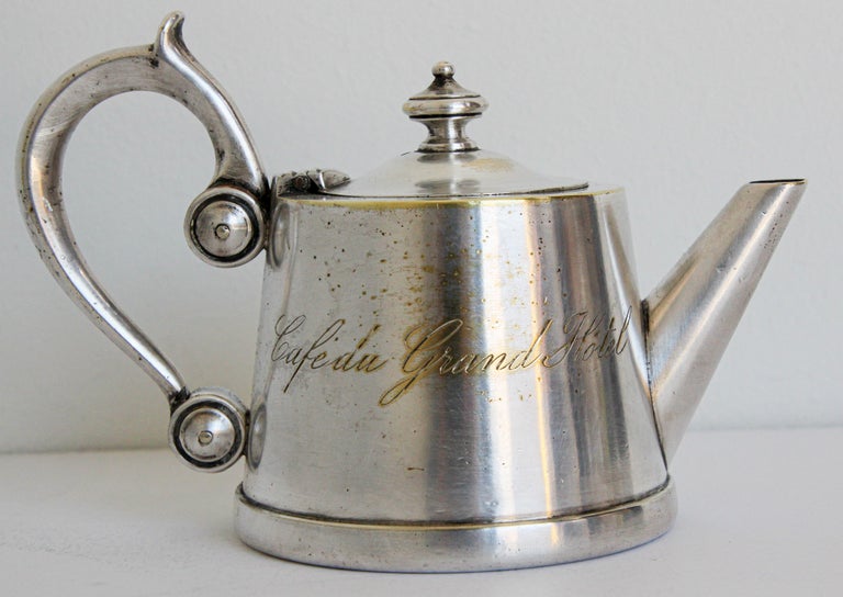 Hand-Crafted Art Deco Silvered Tea Pot from
