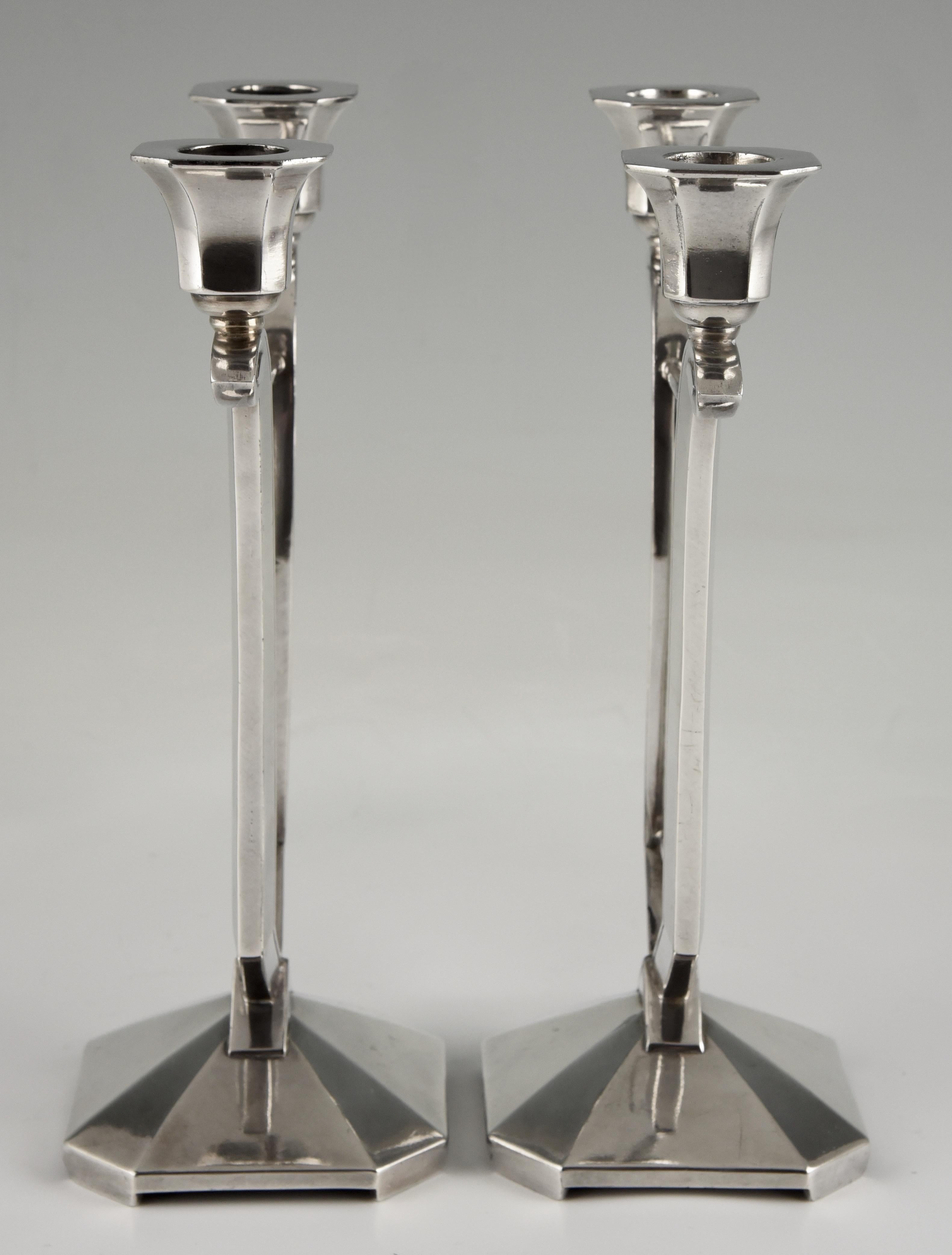 20th Century Art Deco Silvered Candelabra Gallia in the Manner of Sue et Mare France