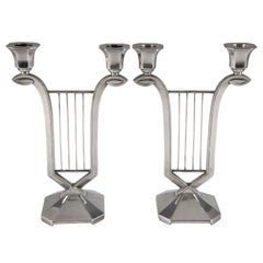 Art Deco Silvered Candelabra Gallia in the Manner of Sue et Mare France