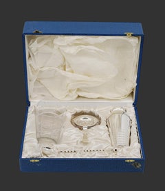 Art Deco Silverplate & Crystal Cobbler Shaker Box, 1920