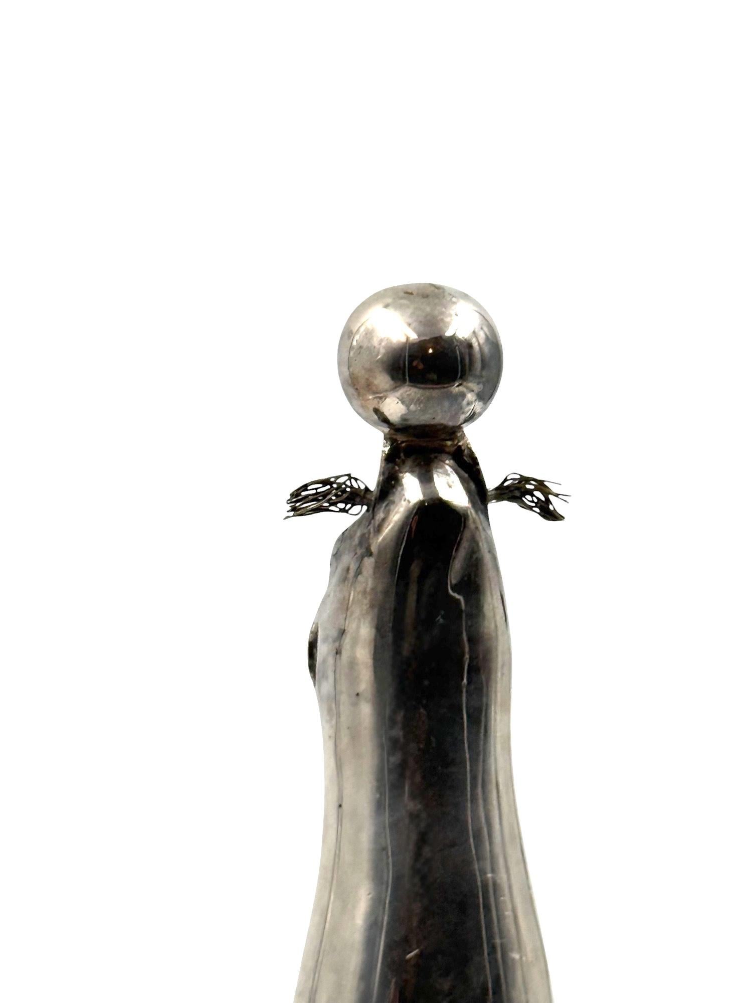 Art deco silverplated brass Seal sculpture, France 1940s in vendita 7