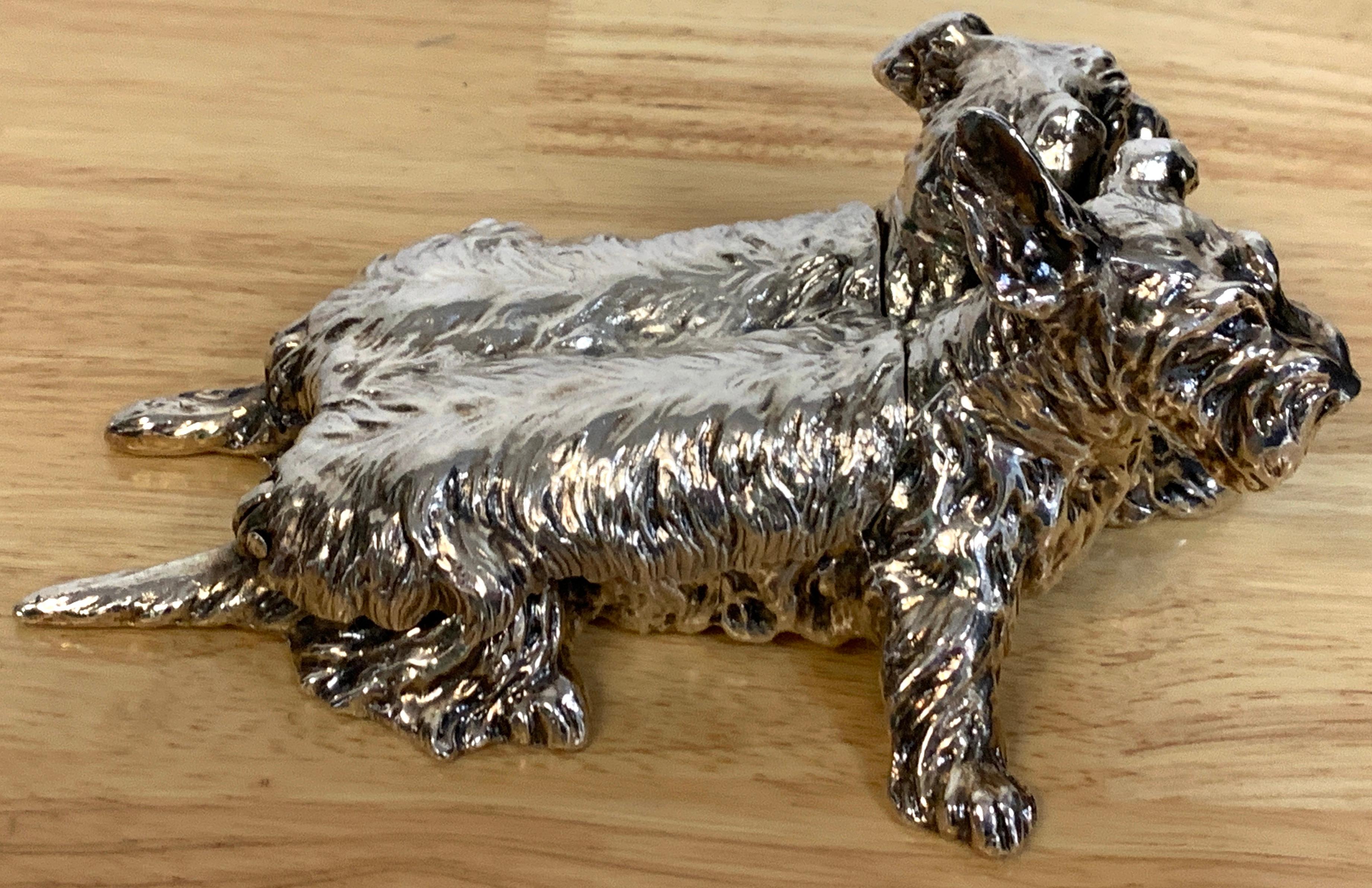 Silver Plate Art Deco Silverplated Double Scotty Dog Box